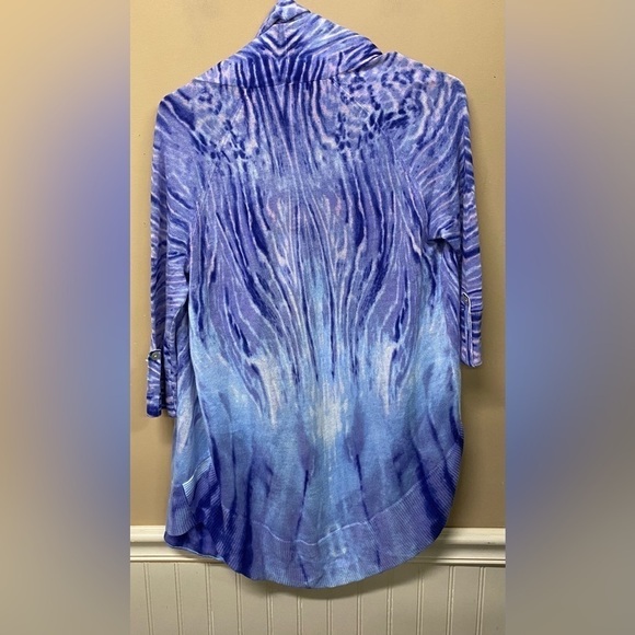 CHICO'S Kelli Watercolor Zebra Print Blue Open Cardigan  Size 0 (S/4) NWT - Picture 2 of 7